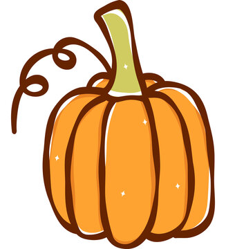 Cute Hand Drawn Orange Pumpkin Vector Illustration for Autumn Harvest and Thanksgiving Design