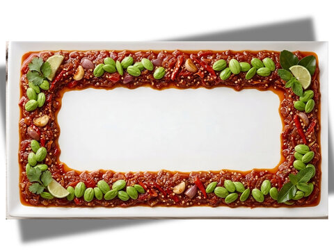 Spicy Indonesian Sambal Petai Food Frame with Green Stink Beans