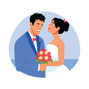 A couple getting close vector illustration Eps file