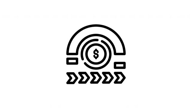 Currency money displaying financial growth with dollar sign in circle and arrows pointing right. Ideal for illustrating financial data and success.
