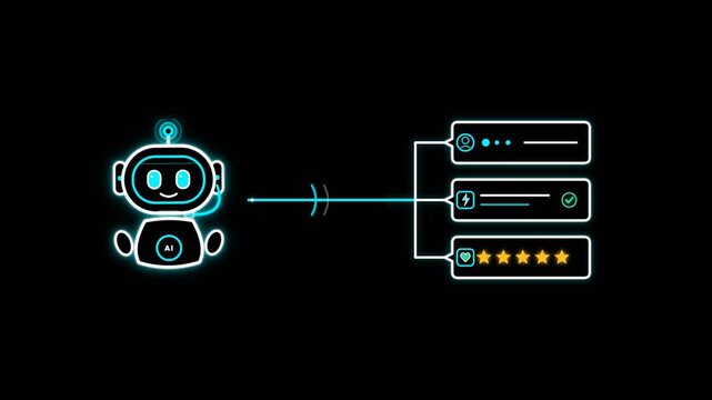 Customer service robot answering chat and receiving five star review