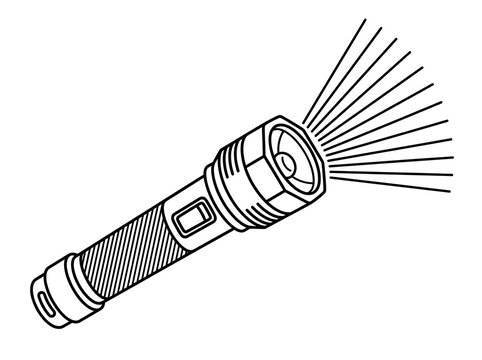 Flashlight with bright light beam illustration