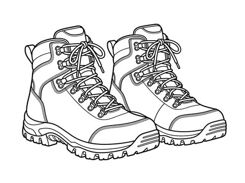 Black hiking boots with laces and rugged soles