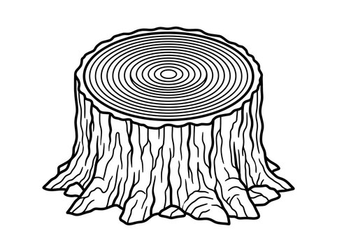 Old tree stump with visible growth rings illustration