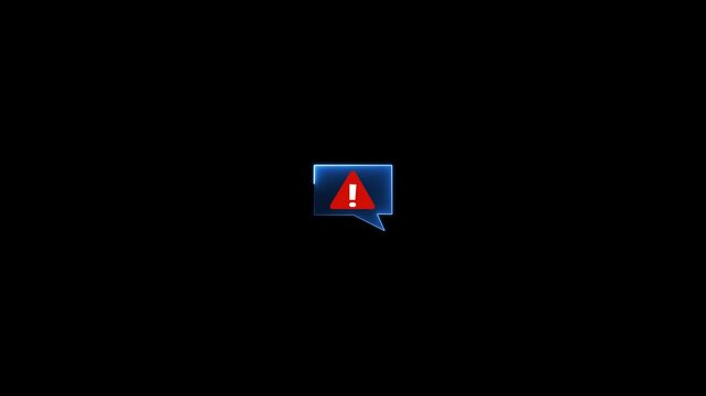 Message notification alert icon. Animated massage icon with massage icon, animation on black background. Abstract Massage bubble icon error animation.Motion graphics of Message notification concept