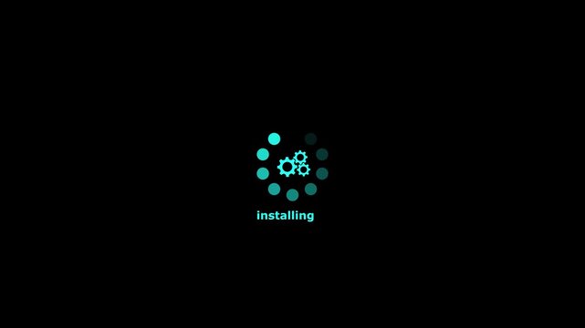 Operating installing concept, software updating and process , update modern functions, Setting updating icon animation.System update and processing bar icon isolated . Animation of 4k video.