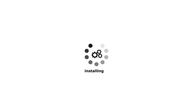 Operating installing concept, software updating and process , update modern functions, Setting updating icon animation.System update and processing bar icon isolated . Animation of 4k video.