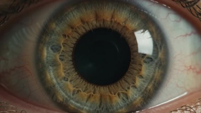 Human Eye Iris Opening Wide under Changing Light.