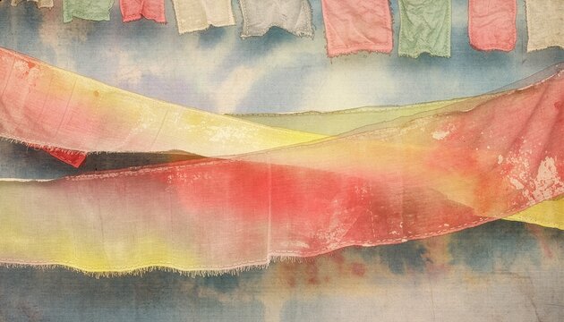 Vintage Nepal prayer flag inspired abstract background
