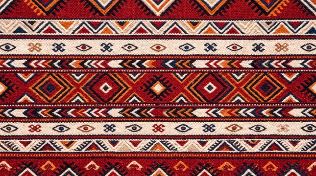 Traditional Geometric Woven Rug Pattern Texture Background