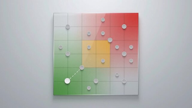 Risk assessment matrix analysis with data points and successful outcome visualization