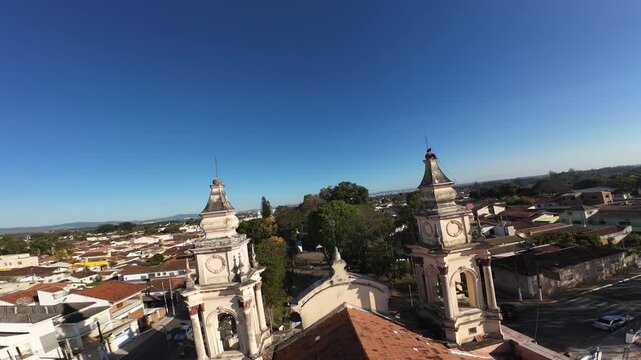 Aerial View of the Basilica of Senhor Bom Jesus in Tremembe, Brazil
