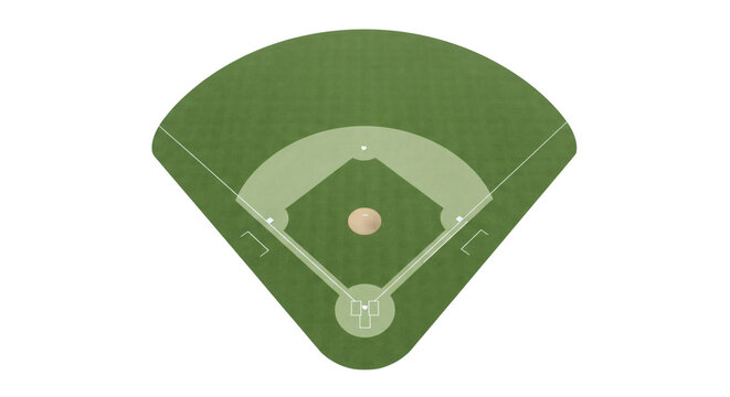 Overhead view of a baseball field diamond with grass
