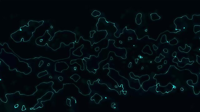 Network of glowing cyan lines connects across a dark background. Cyber data infrastructure links within this network of lines. Digital telecommunications flow on the network of lines.