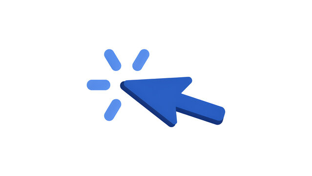 Blue mouse cursor pointer icon clicking with sparkle effect isolated on white background click icon arrow pointer computer mouse user interface web element cursor symbol technology internet