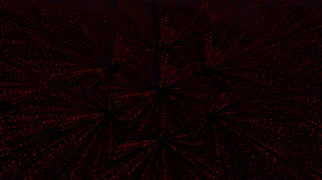 Red abstract starburst pattern radiates dynamic light streaks. Vibrant cosmic explosion effects illuminate the starburst pattern. High energy graphic motion fills this red starburst pattern.