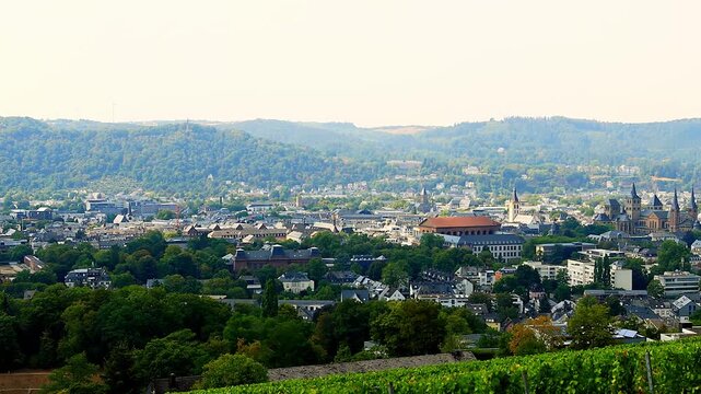 the cityscape of trier germany from above 4k video
