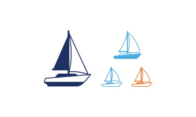Fototapeta premium Sailboat icon set vector collection on white background