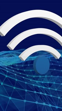 WiFi icon against digital waves