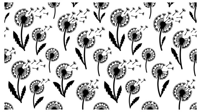 dandelion seamless pattern illustration with seeds blowing in the wind on a white background perfect for textile and fabric prints