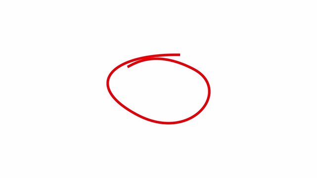 Red circle oval doodle animation with transparent background