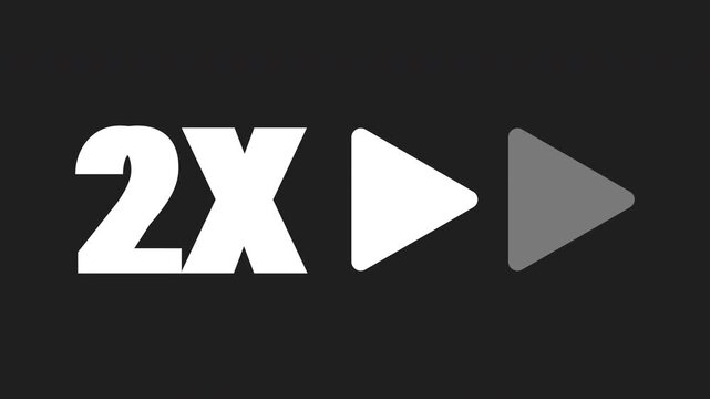 2x speed fast forward icon loop animation with alpha channel. Loop Animation 4K video.