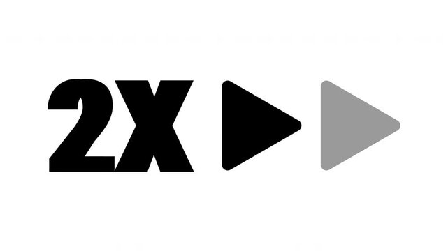 2x speed fast forward icon loop animation on White Background. Video Player UI Overlay Element 4K video