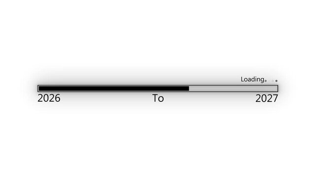 Minimal loading progress bar and years 2026 to 2027 animation, Loading bar from 2026 to 2027