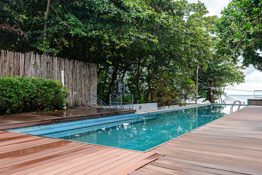 Empty small private swimming pool