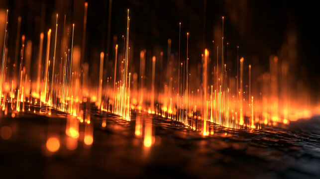 Abstract Glowing Fiber Optic Light Data Stream Background