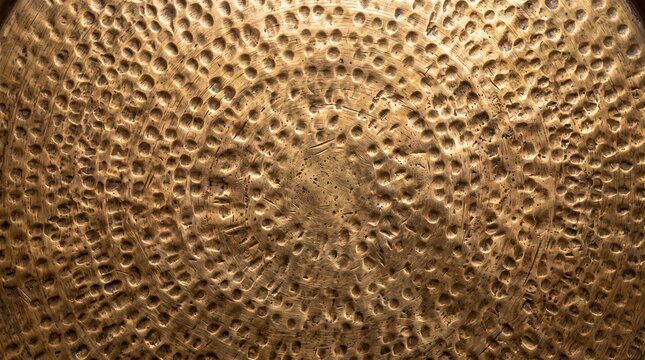 Hammered Brass Metal Texture Background with Circular Pattern