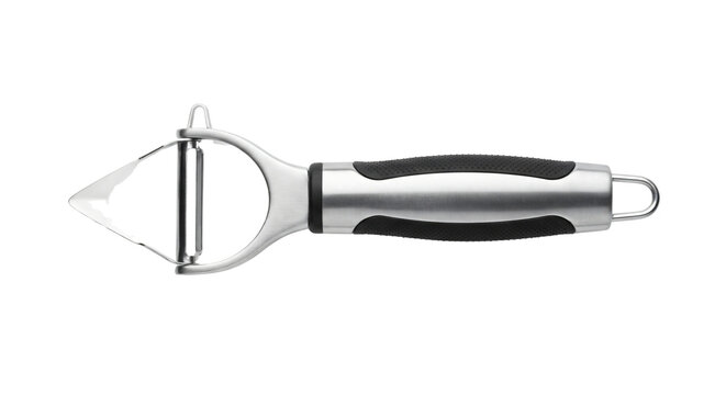 Ergonomic stainless steel vegetable peeler with black grip