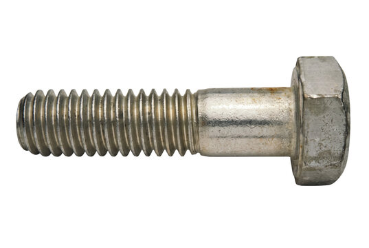 Macro Shot of a Silver Metallic Hex Head Bolt