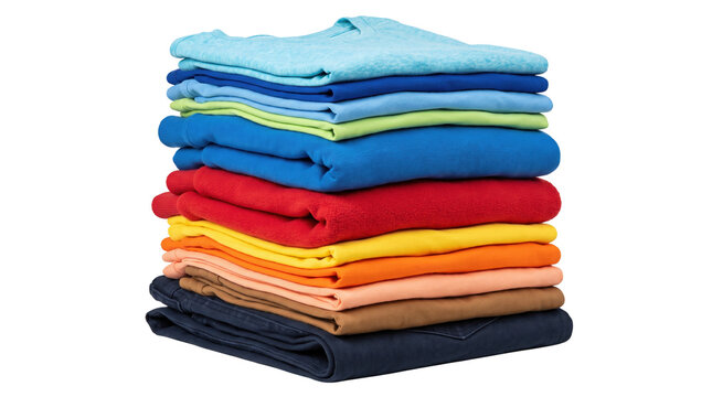 Neatly Folded Stack of Colorful Clothing