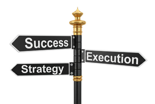 Directional Signpost with Success Strategy and Execution Arrows