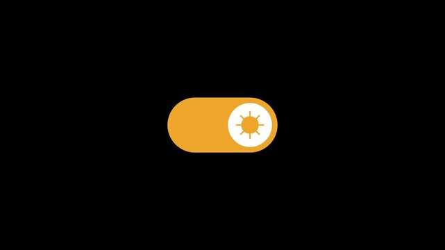 Toggle switch icon from moon to sun brightness mode animation