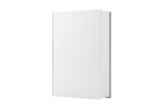 Blank White Hardcover Book Standing Upright Against a Dark Surface