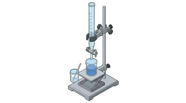 Scientific burette laboratory setup for titration experiment