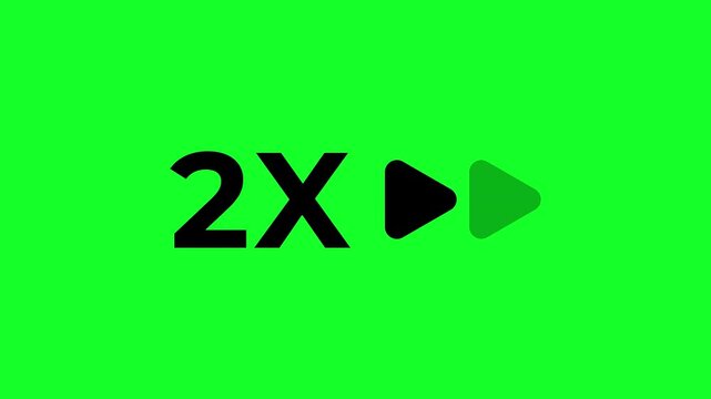 2x Speed Fast Forward Icon Loop Animation on Green Screen. for music, video concept. 4K video