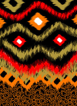 Abstract Ikat Tribal Ethnic Geometric Seamless Pattern Design