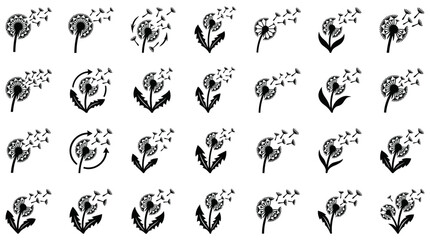 Obraz premium dandelion seeds blowing in the wind vector illustrations symbolizing wishes freedom and new beginnings in nature.