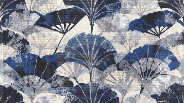 Seamless Botanical Pattern Umbrella Leaf Schefflera inspired vector background 
