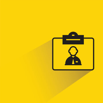 id card icon with drop shadow on yellow background