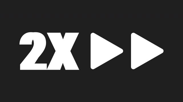 2x Speed Fast Forward Icon Loop Animation on transparent Background. 4k video.