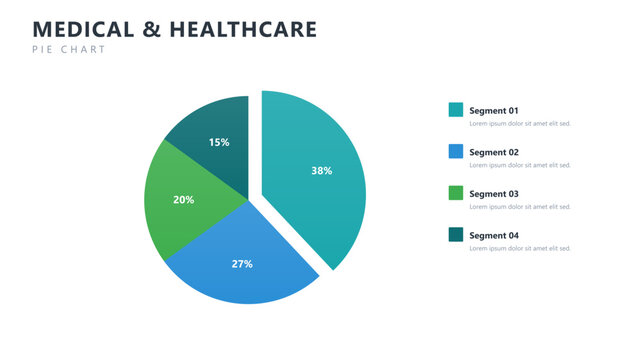 Medical healthcare exploded pie chart infographic template, vector business presentation design