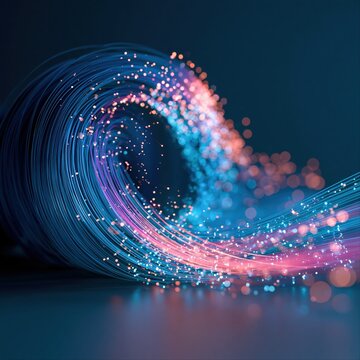 Colors of light create a wave pattern, symbolizing motion and energy at night