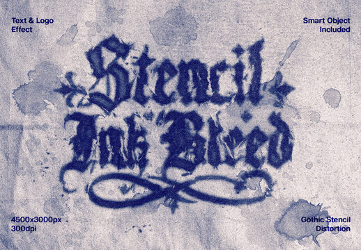 Stencil Ink Bleed Text Effect For Poster And Branding Design