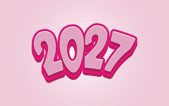 "2027", elegant 3D text effect design