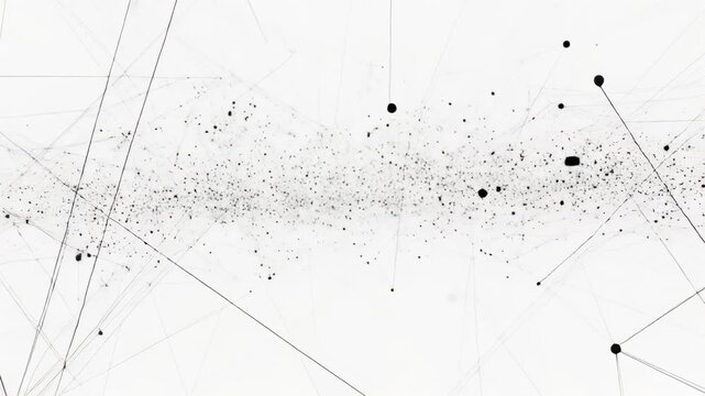 Abstract network evolving with light particles and geometric lines in white space during a subtle zoom out