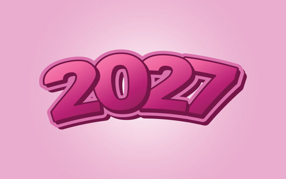 "2027", elegant 3D text effect design